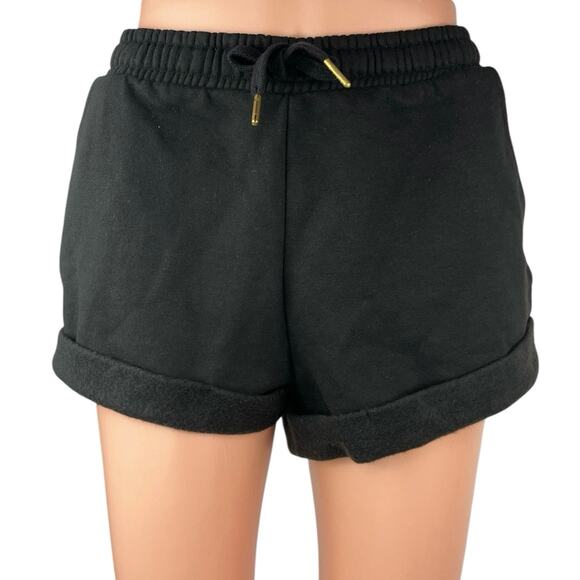 NEW WeWoreWhat Black Drawcord Elastic Waist Cuffed Pull On Sweat Shorts Size S - Picture 1 of 6